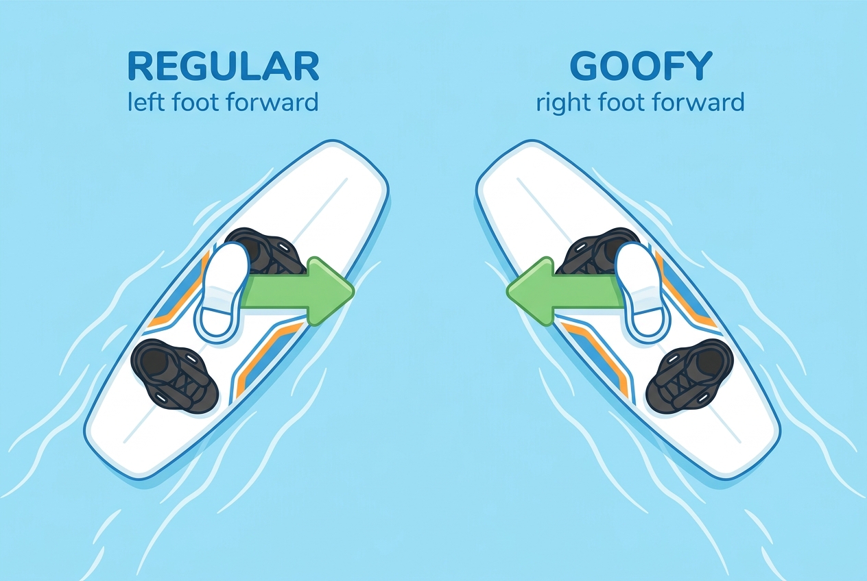 Regular and Goofy wakeboard stance — which foot goes forward