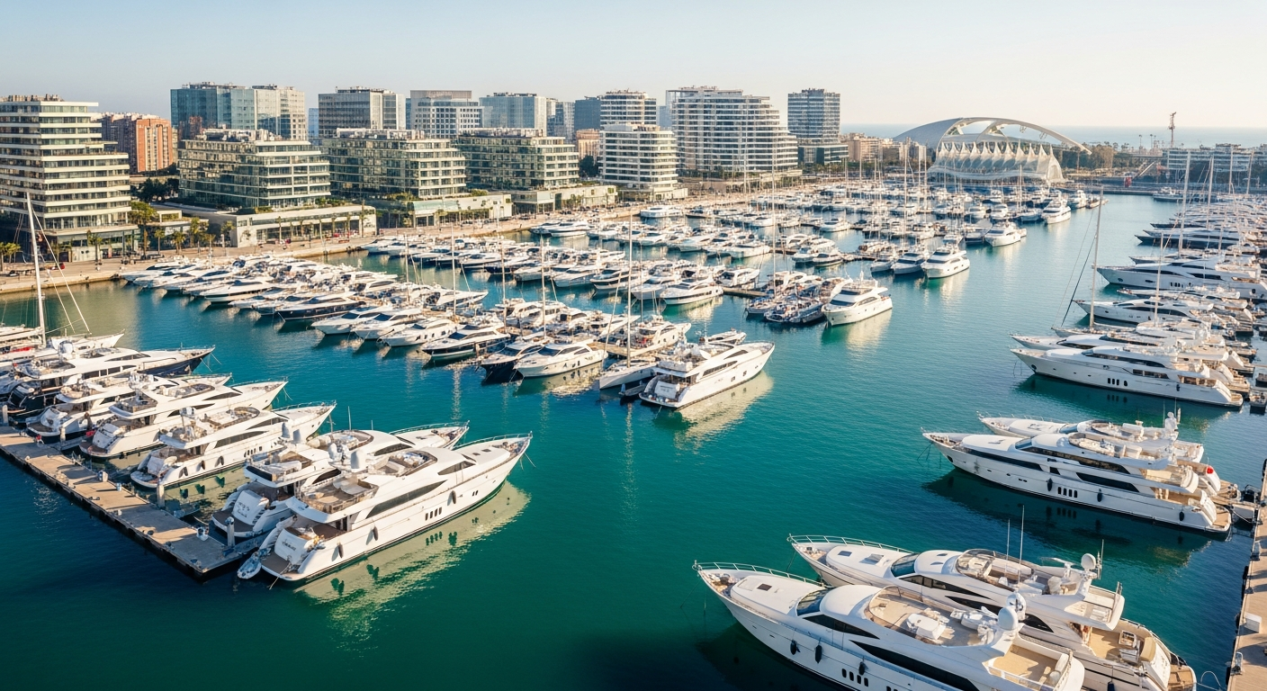 Marina Real Juan Carlos I Valencia aerial view